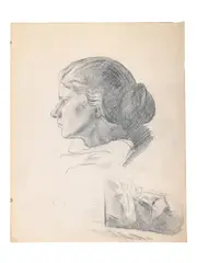 Double portrait of hilda carline by Sydney Carline, Pencil, sold Jul 2025