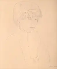 Portrait of shirin spencer, stanley spencer's daughter by Gilbert Spencer, Pencil, sold Jul 2025