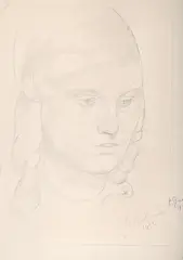 Head study of a lady with curled hair by Gilbert Spencer, 1922, Pencil, sold Jul 2025