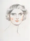 Portrait de femme by Paul César Helleu, Pencil and coloured crayons on paper, sold Jul 2025