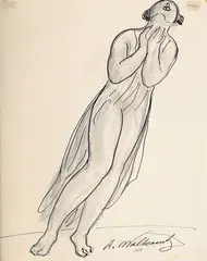 Isadora duncan by Abraham Walkowitz, 1909, Ink and pencil, sold Jul 2025