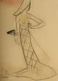 The little 14 year old gun dancer by Ronald B. Kitaj, Pastel and charcoal, sold Jul 2025