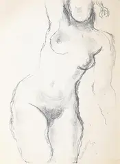 Standing nude by Frank Dobson, Pencil, sold Jul 2025
