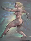 Running woman by Peter Howson, Pastel, sold Jul 2025