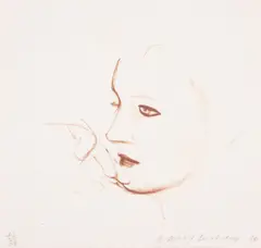 Untitled by David Hockney, Lithograph printed in sepia, sold Jul 2025