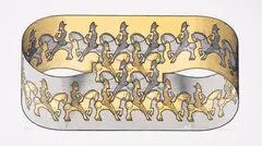 Untitled by M. C. Escher, Woodcut printed in yellow/orange, black and grey, sold Jul 2025