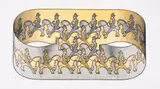 Untitled by M. C. Escher, Woodcut printed in yellow/orange, black and grey, sold Jul 2025