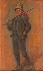 Red Knapsack (Study) by Robert McGregor, oil on panel, offered May 2014