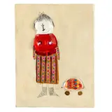 Girl with Armadillo by Inez Storer, Mixed media on wood, sold Dec 2023