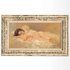 Attributed.Reclining nude by Julian Ritter, Oil on boardunsigned29in. x 15in. (74cm. x 36cm)Framed: 39in. x 24in. (99cm. x 6, sold Oct 2023