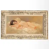 Attributed.Reclining nude by Julian Ritter, Oil on boardunsigned29in. x 15in. (74cm. x 36cm)Framed: 39in. x 24in. (99cm. x 6, sold Oct 2023