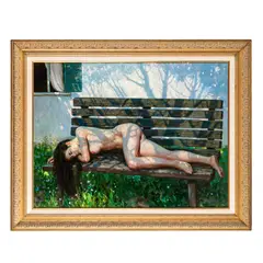 Nude on Bench by Guan Ze Ju, Oil on canvas, sold Oct 2023