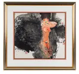 (Chinese, b. 1967)Untitled, Nude in a Dark Background, 1989. Chinese by Ni Bing, watercolor on rice paper. Lower left sealed in Chinese and in English 'Mark Loong', offered Oct 2023