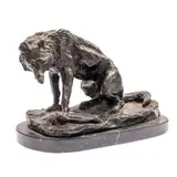 Untitled by Charles Marion Russell, Bronze'Wolf with Bone'Signed C.M. Russell.The figure on a marble base.8in. (20cm, sold Sep 2023