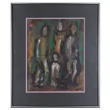 Figures by Judith Deim, Oil on board.Signed l/l.9in. x 11in. (23cm. x 28icm).Framed: 14in. x 16in. (35cm, sold Sep 2023