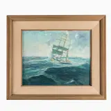 Seascape by Frank Handlen, Oil on board.Signed l/r.19 1/2in. x 15 1/2in (49cm. x 39cm).Framed: 28in. x 24in, sold Sep 2023