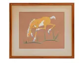 Palomino Colt by Theodore Suina Kuperu, gouache on board.14in. x 11in.(36cm. x 28cm).Framed: 20in. x 17in. (51cm.x 43cm), sold Sep 2023