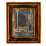 Moorish Interior by William Russell Flint, Oil on board.Titled, sold Aug 2023