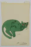 Green Sam – from 25 Cats Named Sam and One Blue Pussy (1954) by Andy Warhol, lithograph with hand coloring on Ticonderoga paper; from the edition of 190, sold May 2018