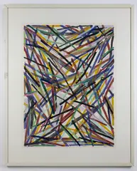 Untitled #4 by Charles Arnoldi, 1983, woodcut in colors, sold May 2018