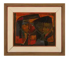 Two Young Girls by Ángel Botello, Oil on Board, sold Sep 2018