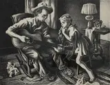 The Music Lesson (F. 60) by Thomas Hart Benton, 1943, lithograph, sold Dec 2018