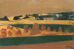 Paysage aux meules de foin by Henryk Hayden, 1970, Gouache, sold Jun 2026