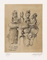 Autour de la table by Jan Lebensztejn, 1977, Lithographie, sold Jun 2026