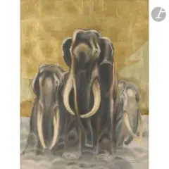 Groupe d’éléphants by André Margat, Panneau décoratif, sold May 2026