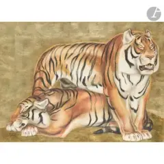 Couple de tigres by André Margat, 1938, Panneau décoratif, sold May 2026
