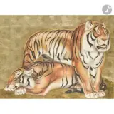 Couple de tigres by André Margat, 1938, Panneau décoratif, sold May 2026