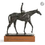 COLLECTION FRANCE CRUÈGE DE FORCEVILLE (FILLE DU BIOGRAPHE DE L'ARTISTE) Lad à l'entraînement, dit aussi Lad à la promenade, [1953] by Louis Leygue, Épreuve en bronze à patine noire, sold May 2026