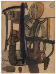Une dame chez le sculpteur by Maurice Estève, 1935, Aquarelle, fusain, pastel et mine de plomb, sold May 2026