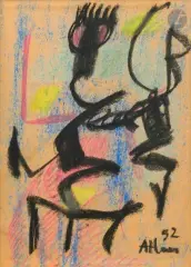 Le Couple by Jean-Michel Atlan, 1952, Pastel et fusain sur papier, sold May 2026