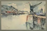 Honfleur, les quais by Fernand Herbo, Aquarelle sur traits de crayon, sold Dec 2025