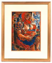 Mère allaitant son enfant by Marcel Gromaire, 1942, Gouache sur traits d'encre, sold Dec 2025