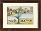 Le haras de Perréau, 14 juillet 1937 by Jean de La Verteville, Gouache signée, sold Nov 2025