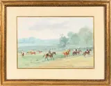 Chantilly, entraînement sur les Aigles by Karl Reille, Gouache, sold Nov 2025