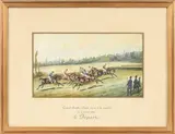 Grand Steeple Chase, La Marche le 4 avril 1852, le départ by Johnny Audy, Aquarelle gouachée, sold Nov 2025