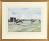 The Jockey Club Stakes, Newmarket by John Beer, 1907, Gouache signée en bas à gauche, sold Nov 2025