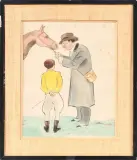 Jockey et propriétaire avant la course by Jean Don, Aquarelle et encre, sold Nov 2025