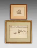 Perdrix dans un paysage de neige by Édouard Paul Mérite, Aquarelle, sold Nov 2025