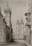 31 décembre 1846 et 2 janvier 1847 Vues de Prague : La grande place et l'ancien hôtel de ville de Prague, et la rivière Vltava by William Wyld, Plume et encre brune, lavis brun sur traits de crayon noir Situés et datés en bas En deux, sold Jun 2026
