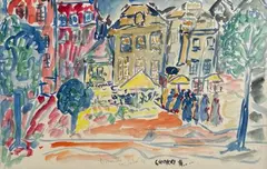 Dimanche by Gilles Cormery, Aquarelle encadrée sous verre titrée, sold May 2026