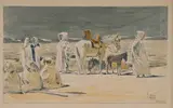 Boghari : halte des Bédouins avant l'orage by René Leverd, Aquarelle et crayon sur papier, sold May 2026