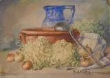 Nature morte aux salades by Paule Gobillard, Aquarelle signée en bas à droite, sold May 2026