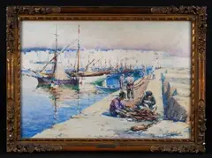 Sur les quais à Alger by Gilbert Galland, Aquarelle, sold May 2026