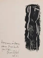 Carte de vœux (Personnage-signe) by Olivier Debré, Lithographie dédicacée "Tous mes meilleurs vœux et souhaits pour, sold May 2026