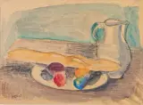 Composition aux fruits, au pain et au pichet by Georges Kars, 1925, Aquarelle, encre (lavis) et fusain, sold Jun 2026