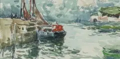 Petit port par gros temps by Fernand Herbo, Aquarelle et encre, sold Jun 2026
